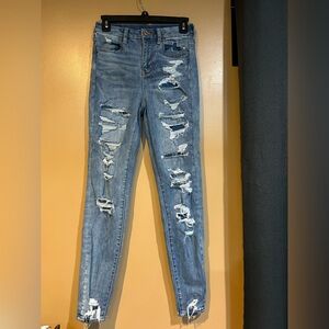 American Eagle Outfitters Ripped Blue Skinny Jeans